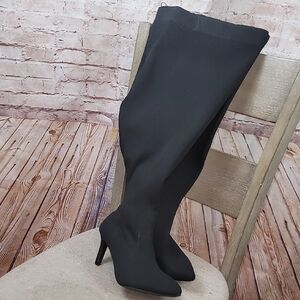 torrid knee high black boots 7 double wide new with tags